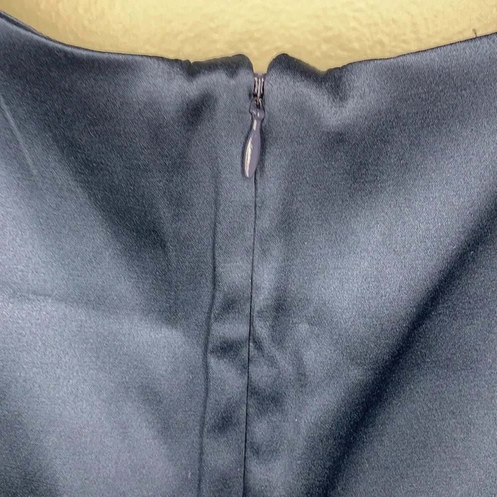 MAURICES Satinee Navy Pleated Scoop Neck Fitted Sheath Dress Size 1/2